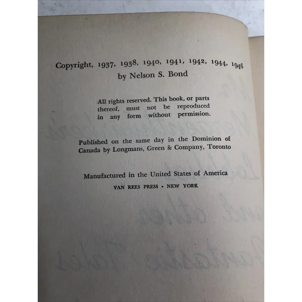 MR. MERGENTHWIRKER'S LOBBLIES AND OTHER FANTASTIC TALES By Nelson Bond SIGNED
